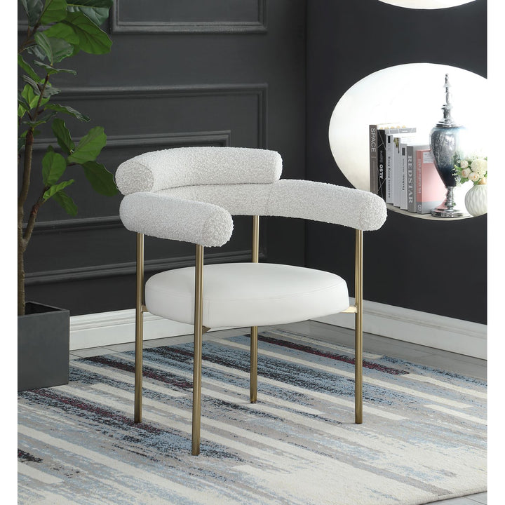 Blake Cream Boucle Fabric And Vegan Leather Upholstered Dining Chair