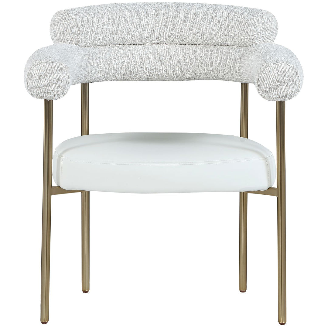 Blake Cream Boucle Fabric And Vegan Leather Upholstered Dining Chair