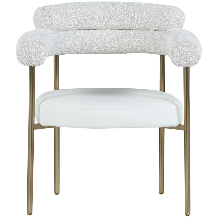 Blake Cream Boucle Fabric And Vegan Leather Upholstered Dining Chair