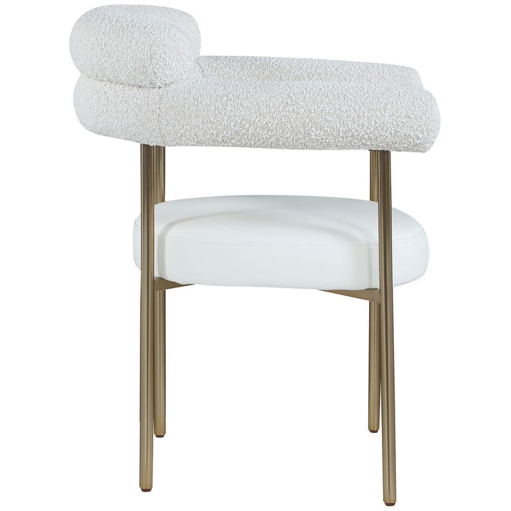Blake Cream Boucle Fabric And Vegan Leather Upholstered Dining Chair