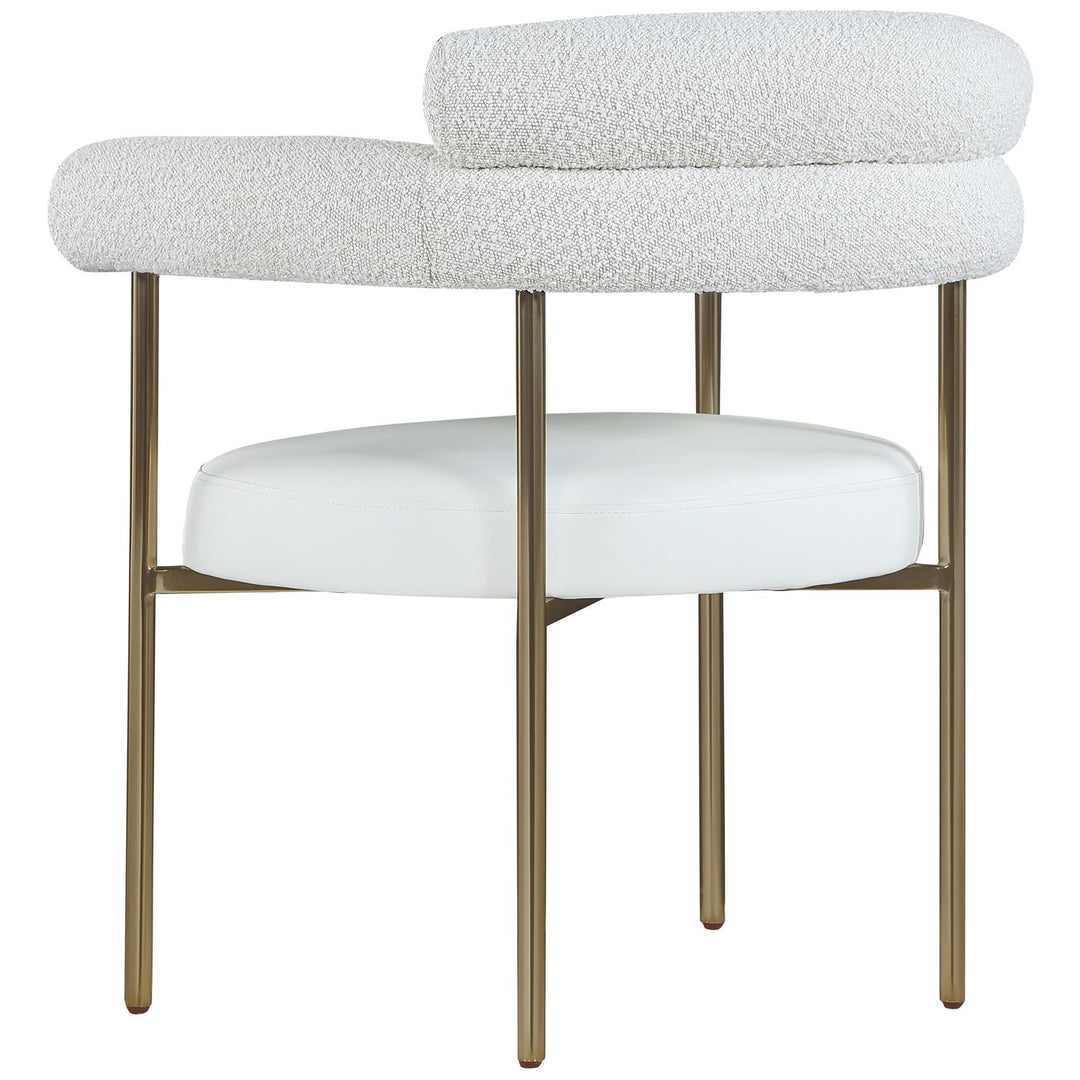 Blake Cream Boucle Fabric And Vegan Leather Upholstered Dining Chair