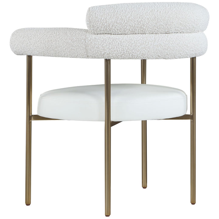 Blake Cream Boucle Fabric And Vegan Leather Upholstered Dining Chair