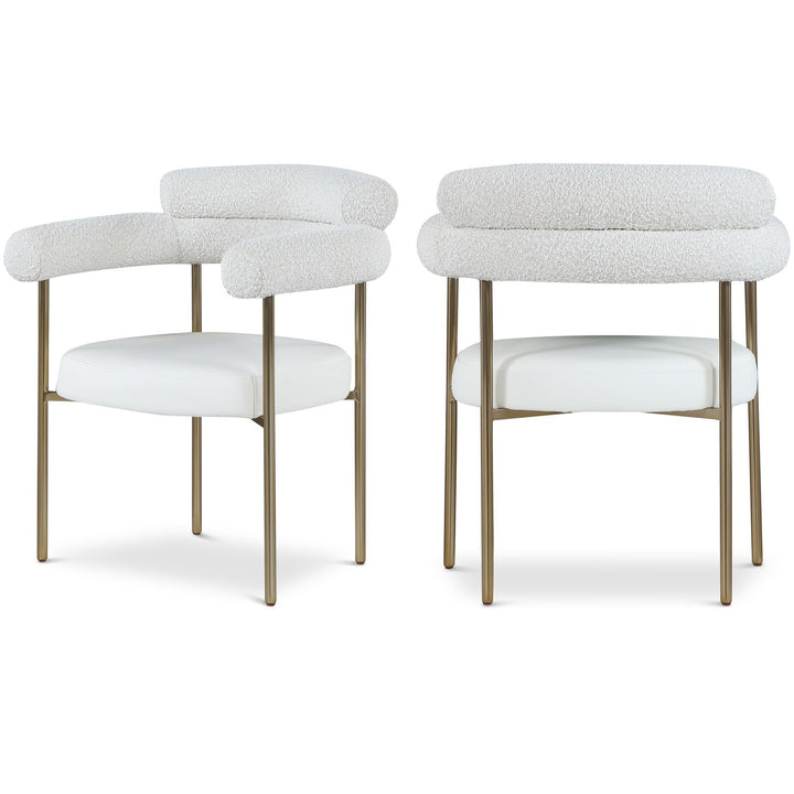 Blake Cream Boucle Fabric And Vegan Leather Upholstered Dining Chair