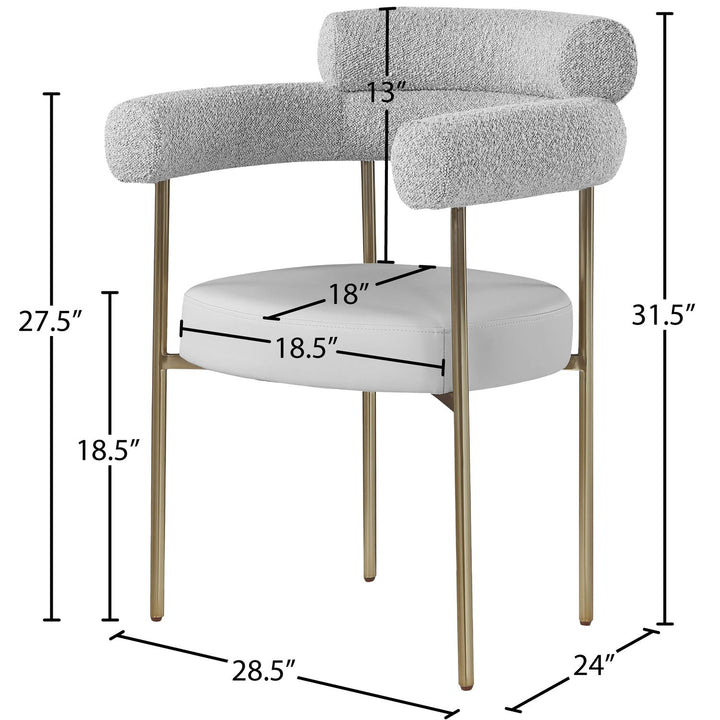 Blake Taupe Boucle Fabric And Vegan Leather Upholstered Dining Chair