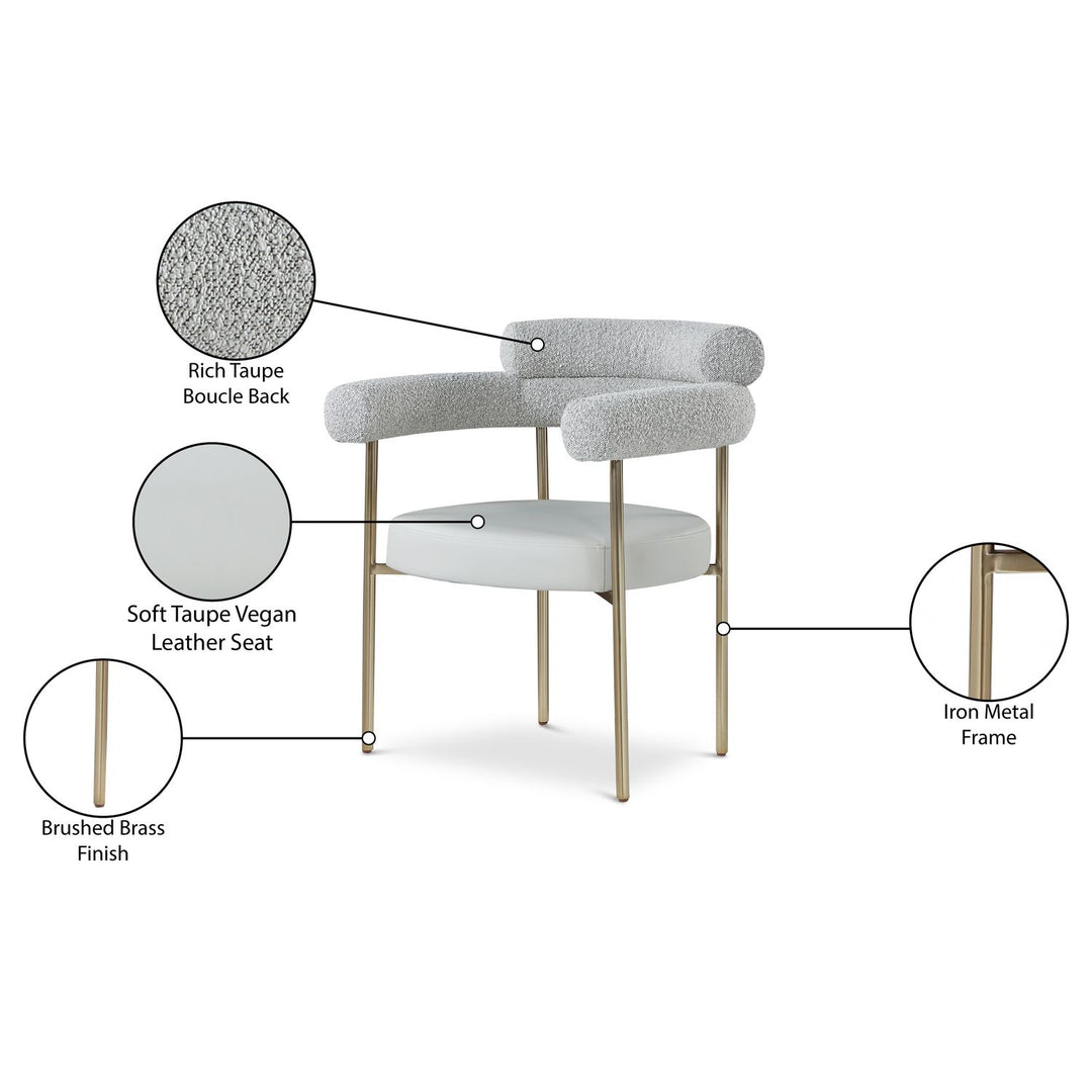 Blake Taupe Boucle Fabric And Vegan Leather Upholstered Dining Chair