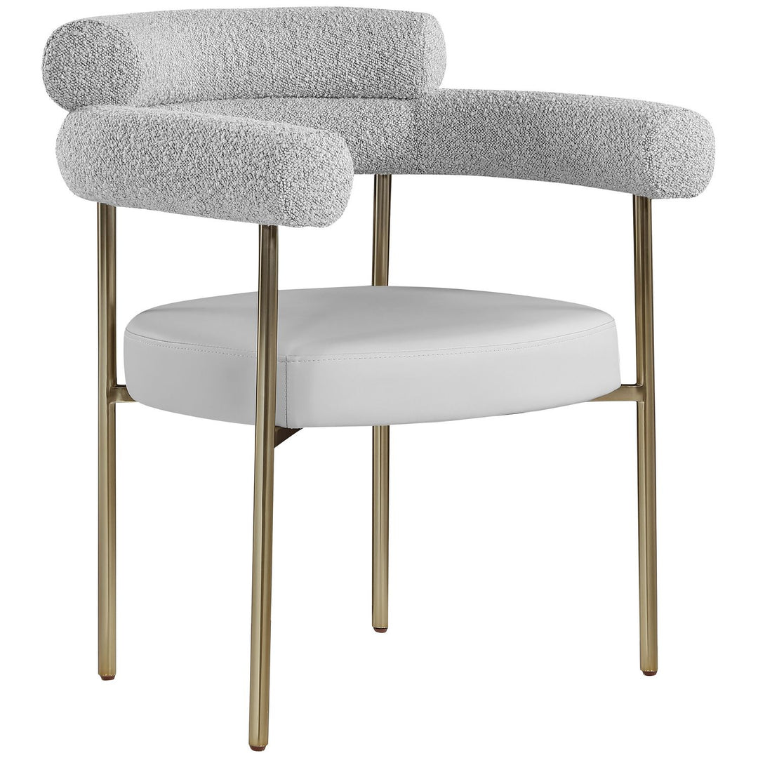 Blake Taupe Boucle Fabric And Vegan Leather Upholstered Dining Chair