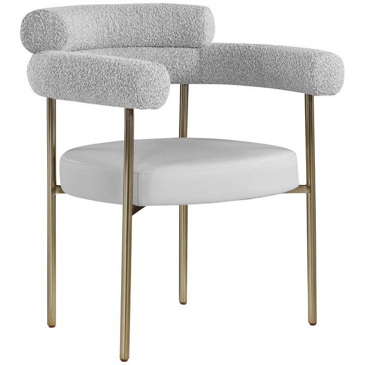 Blake Taupe Boucle Fabric And Vegan Leather Upholstered Dining Chair