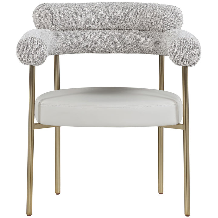 Blake Taupe Boucle Fabric And Vegan Leather Upholstered Dining Chair