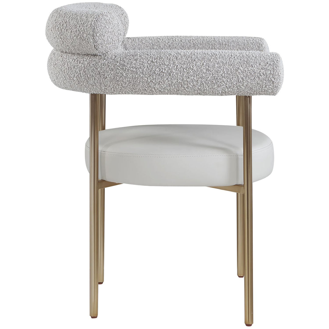 Blake Taupe Boucle Fabric And Vegan Leather Upholstered Dining Chair