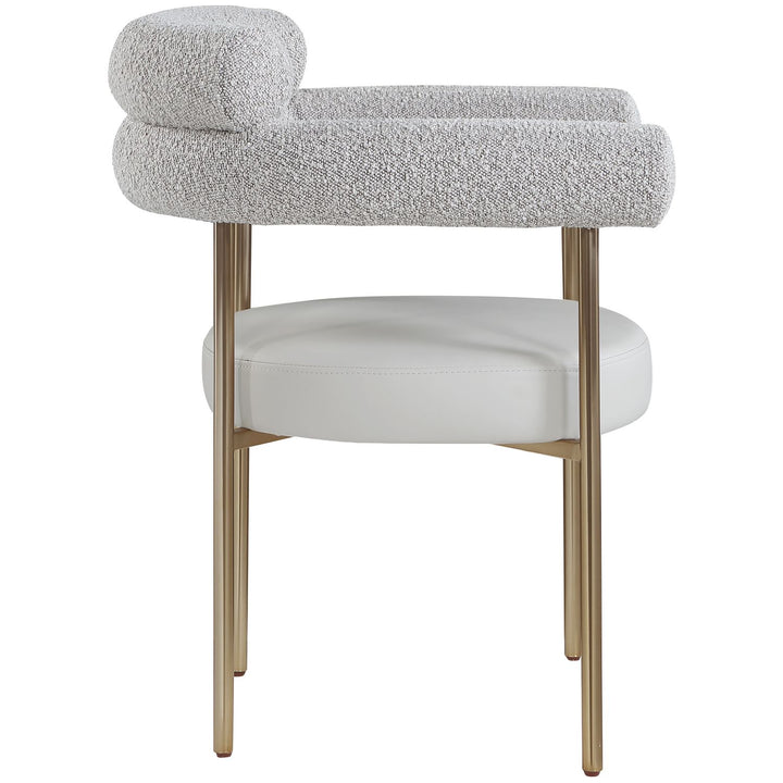 Blake Taupe Boucle Fabric And Vegan Leather Upholstered Dining Chair