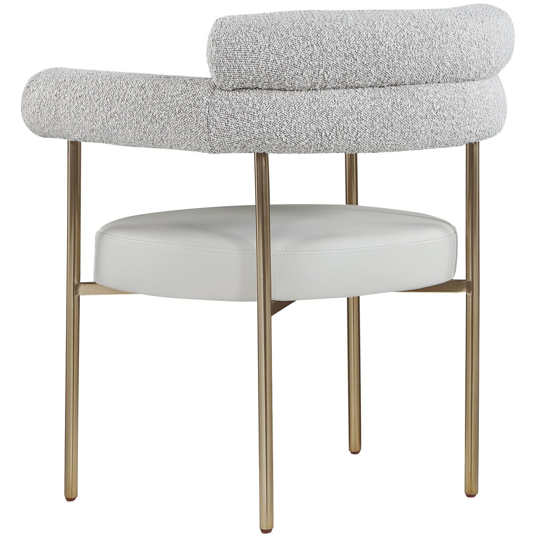 Blake Taupe Boucle Fabric And Vegan Leather Upholstered Dining Chair