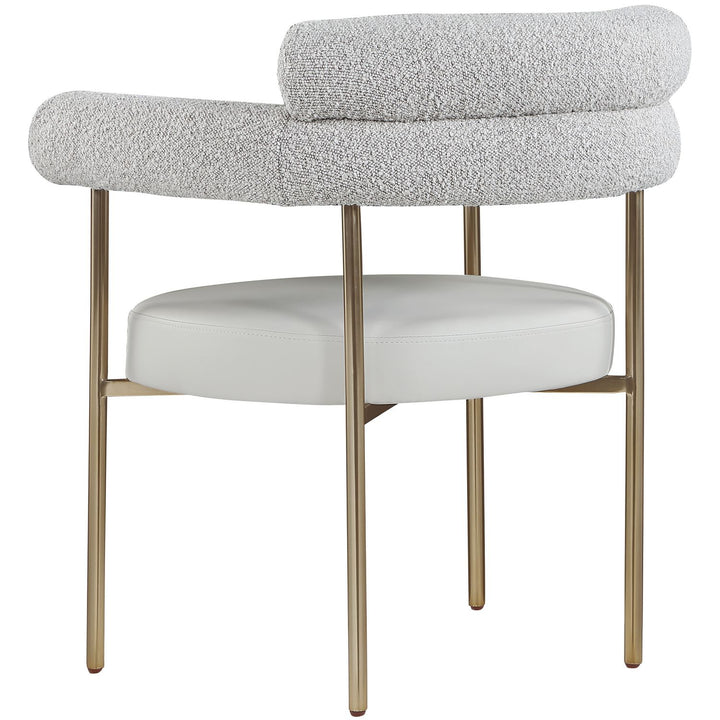 Blake Taupe Boucle Fabric And Vegan Leather Upholstered Dining Chair
