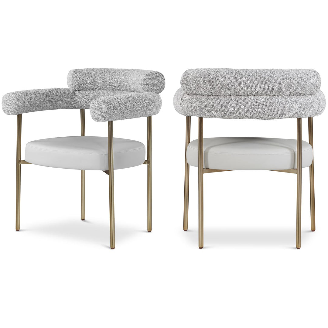 Blake Taupe Boucle Fabric And Vegan Leather Upholstered Dining Chair