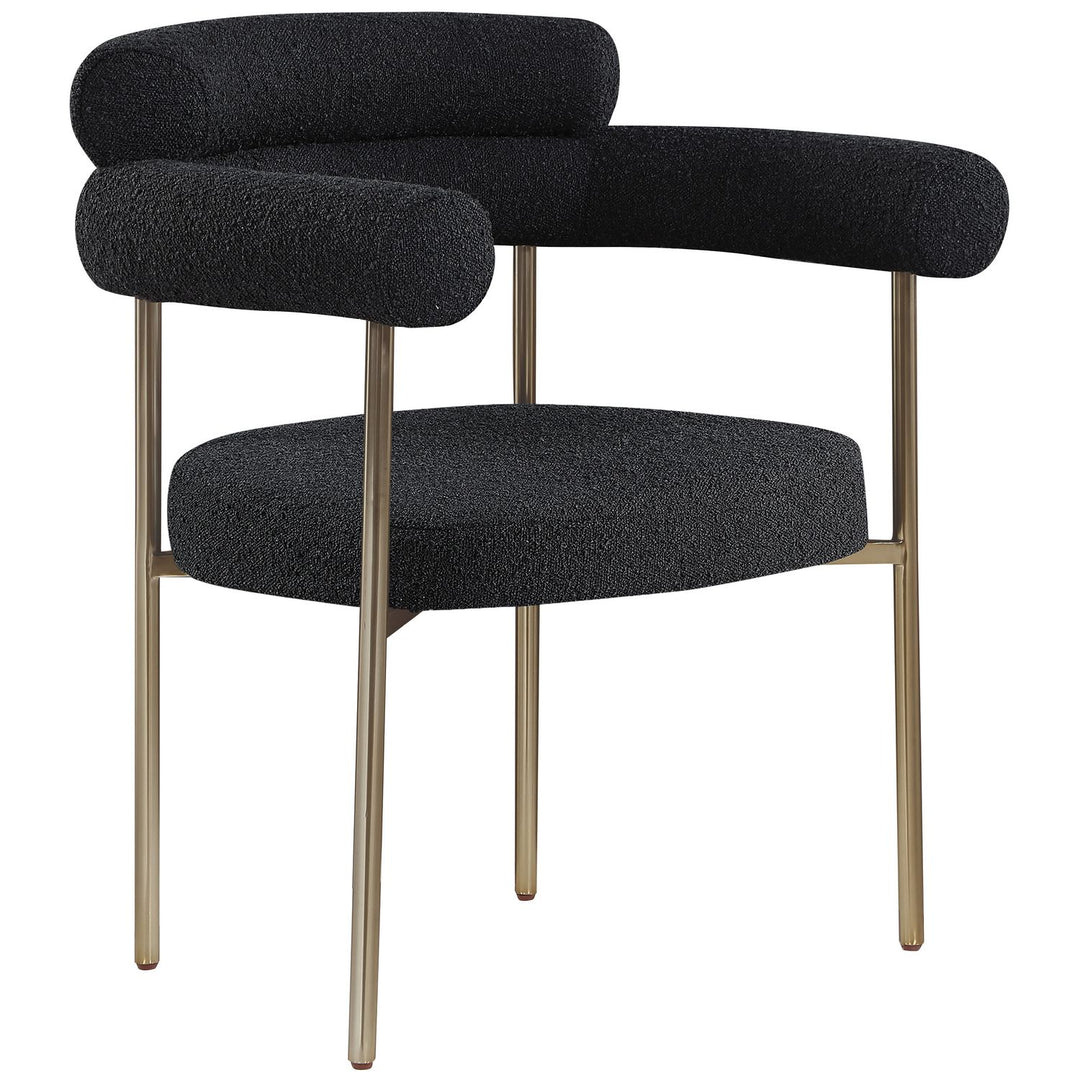 Blake Boucle Fabric Upholstered Dining Chair — Black / Brushed Brass