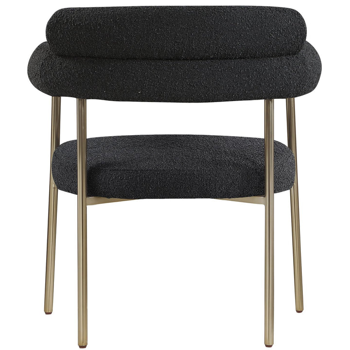 Blake Boucle Fabric Upholstered Dining Chair — Black / Brushed Brass