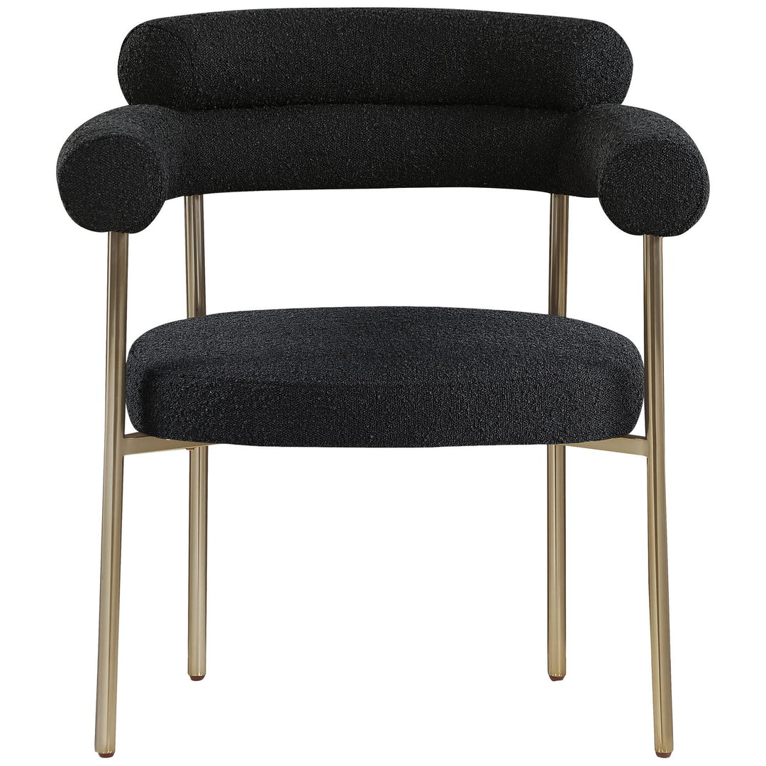 Blake Boucle Fabric Upholstered Dining Chair — Black / Brushed Brass
