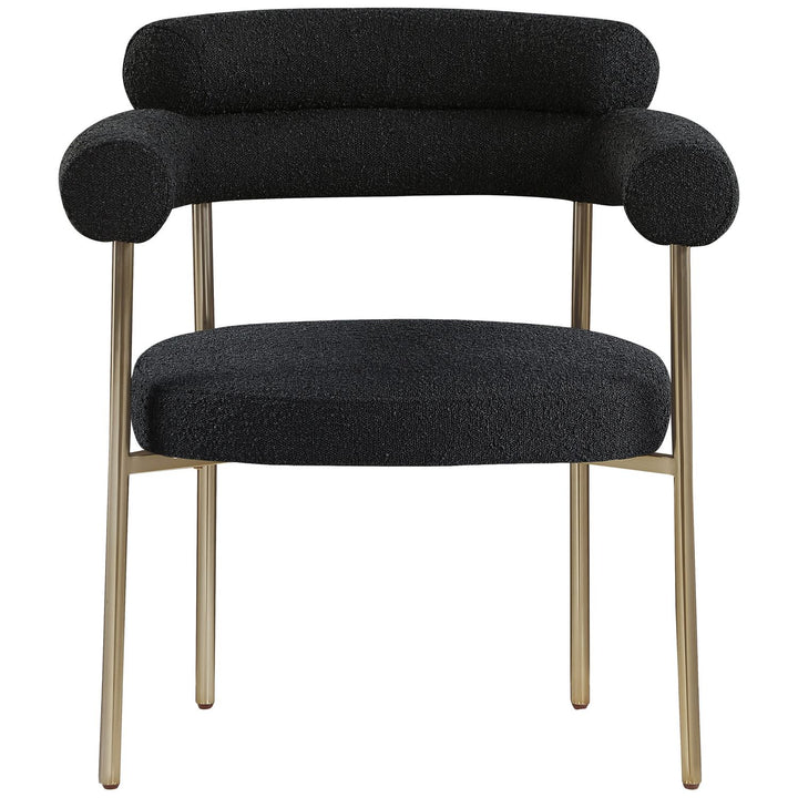Blake Boucle Fabric Upholstered Dining Chair — Black / Brushed Brass