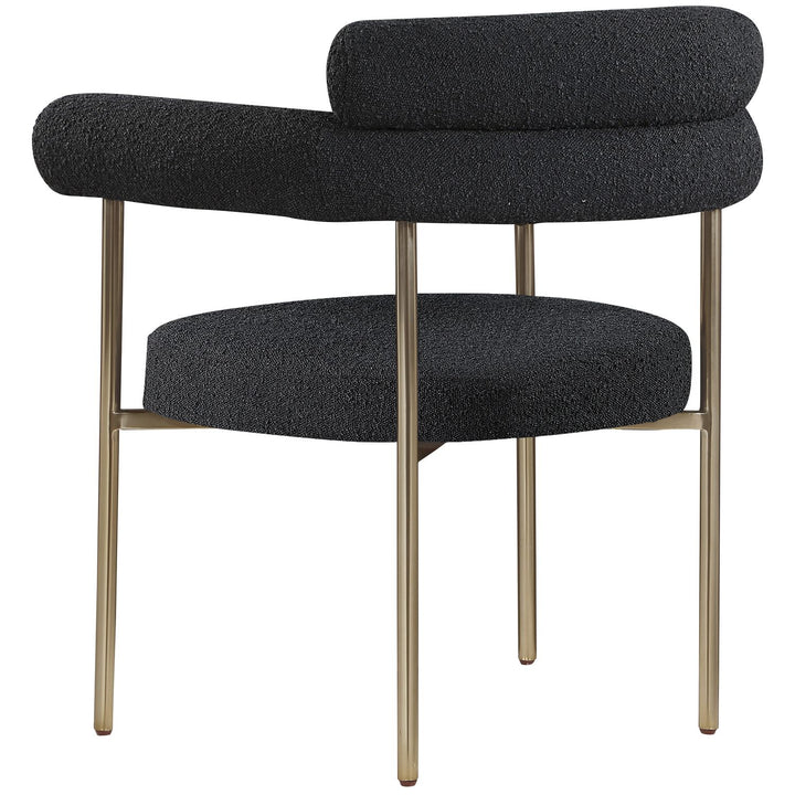 Blake Boucle Fabric Upholstered Dining Chair — Black / Brushed Brass