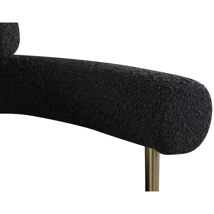 Blake Boucle Fabric Upholstered Dining Chair — Black / Brushed Brass