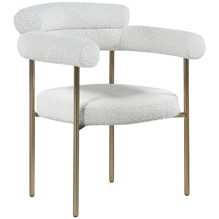 Blake Boucle Fabric Upholstered Dining Chair — Cream / Brushed Brass