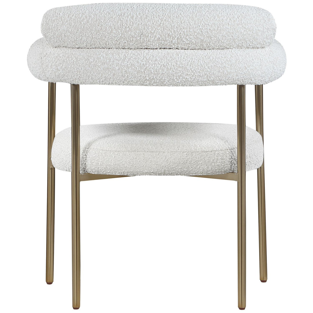 Blake Boucle Fabric Upholstered Dining Chair — Cream / Brushed Brass