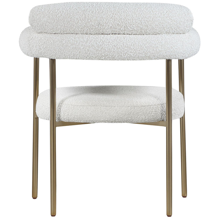 Blake Boucle Fabric Upholstered Dining Chair — Cream / Brushed Brass