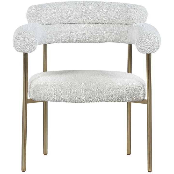 Blake Boucle Fabric Upholstered Dining Chair — Cream / Brushed Brass
