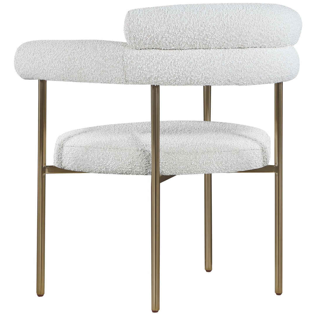 Blake Boucle Fabric Upholstered Dining Chair — Cream / Brushed Brass