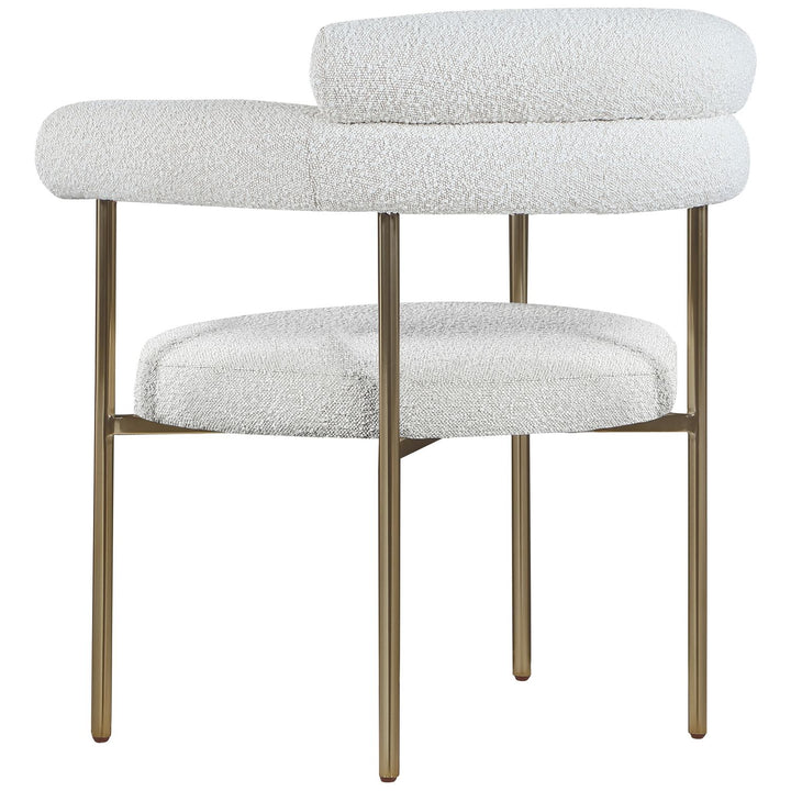 Blake Boucle Fabric Upholstered Dining Chair — Cream / Brushed Brass