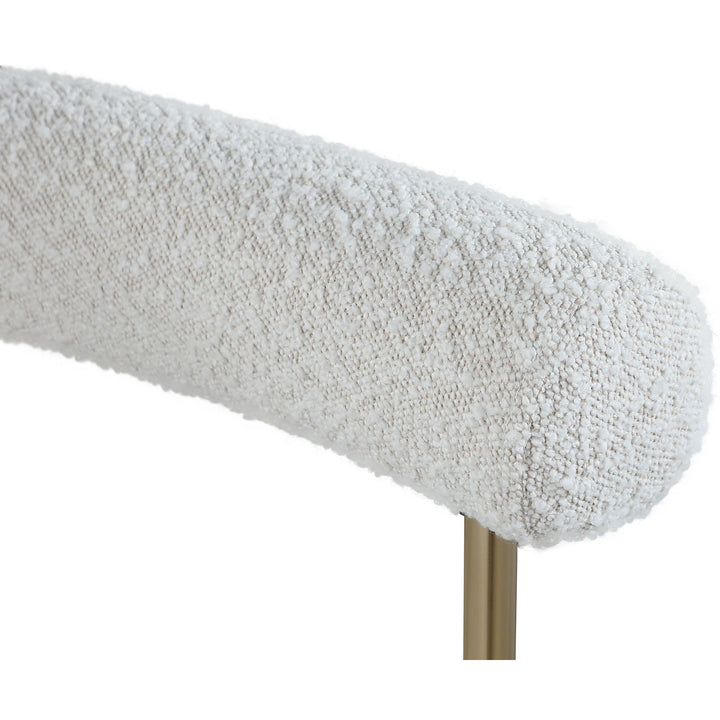 Blake Boucle Fabric Upholstered Dining Chair — Cream / Brushed Brass