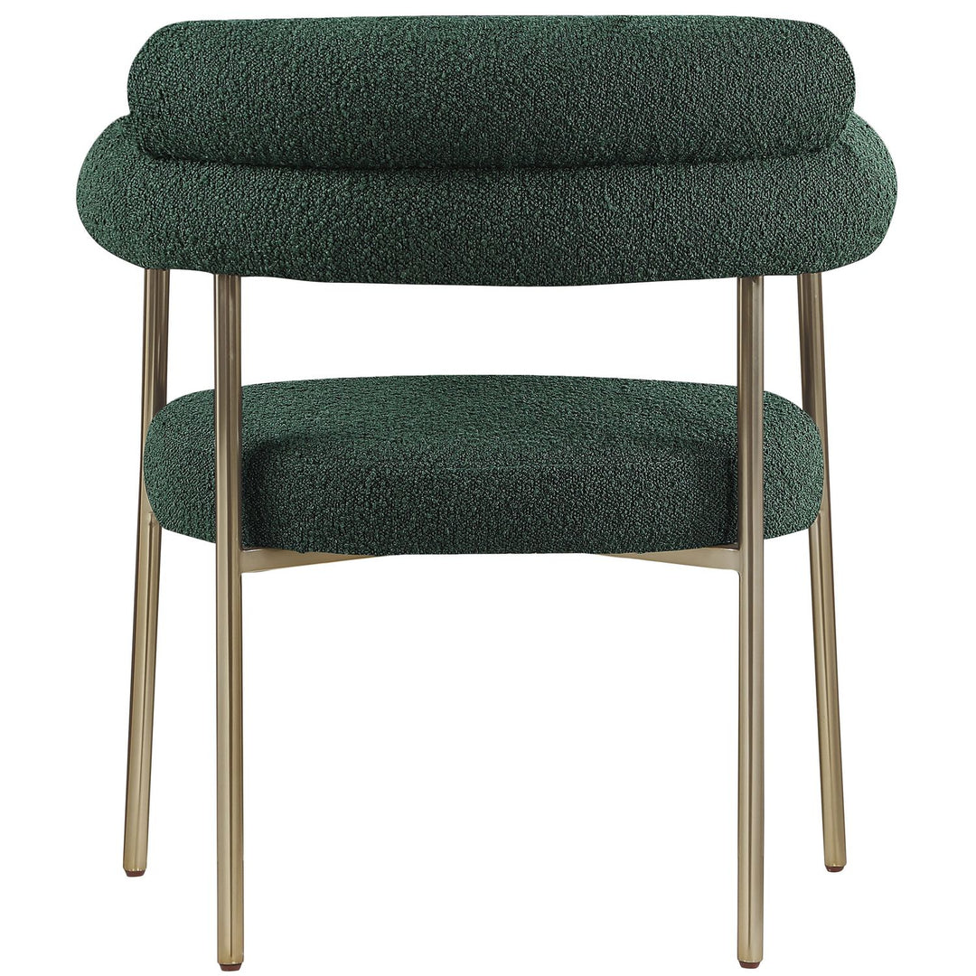 Blake Boucle Fabric Upholstered Dining Chair — Green / Brushed Brass