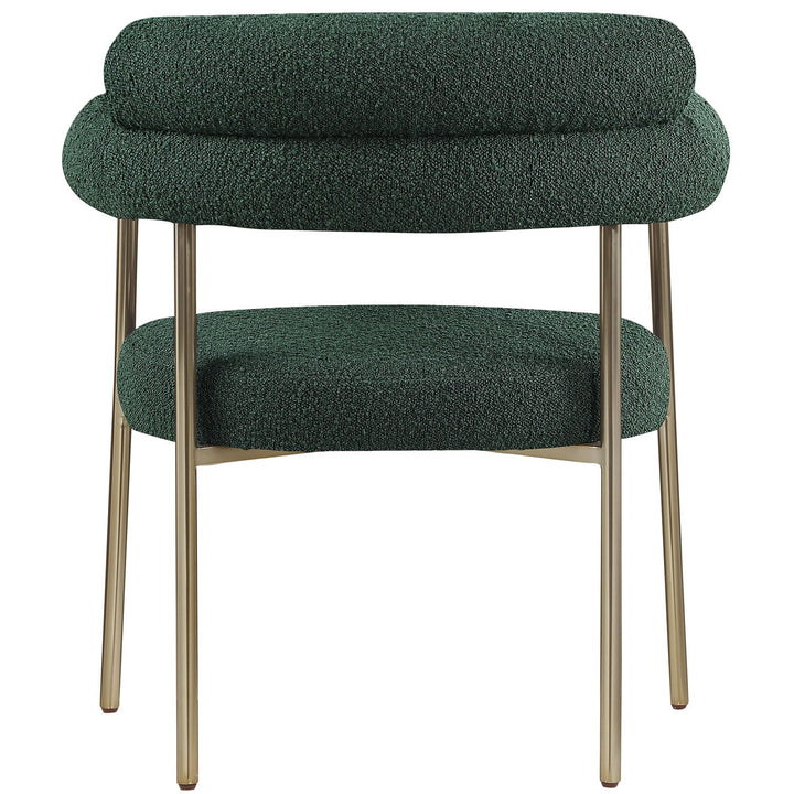Blake Boucle Fabric Upholstered Dining Chair — Green / Brushed Brass