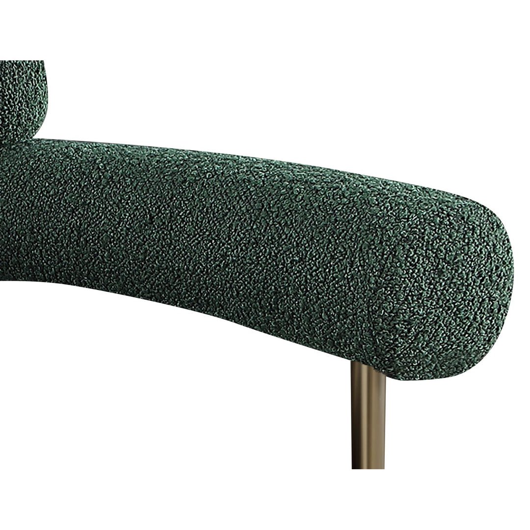 Blake Boucle Fabric Upholstered Dining Chair — Green / Brushed Brass