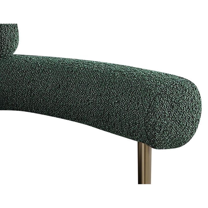 Blake Boucle Fabric Upholstered Dining Chair — Green / Brushed Brass