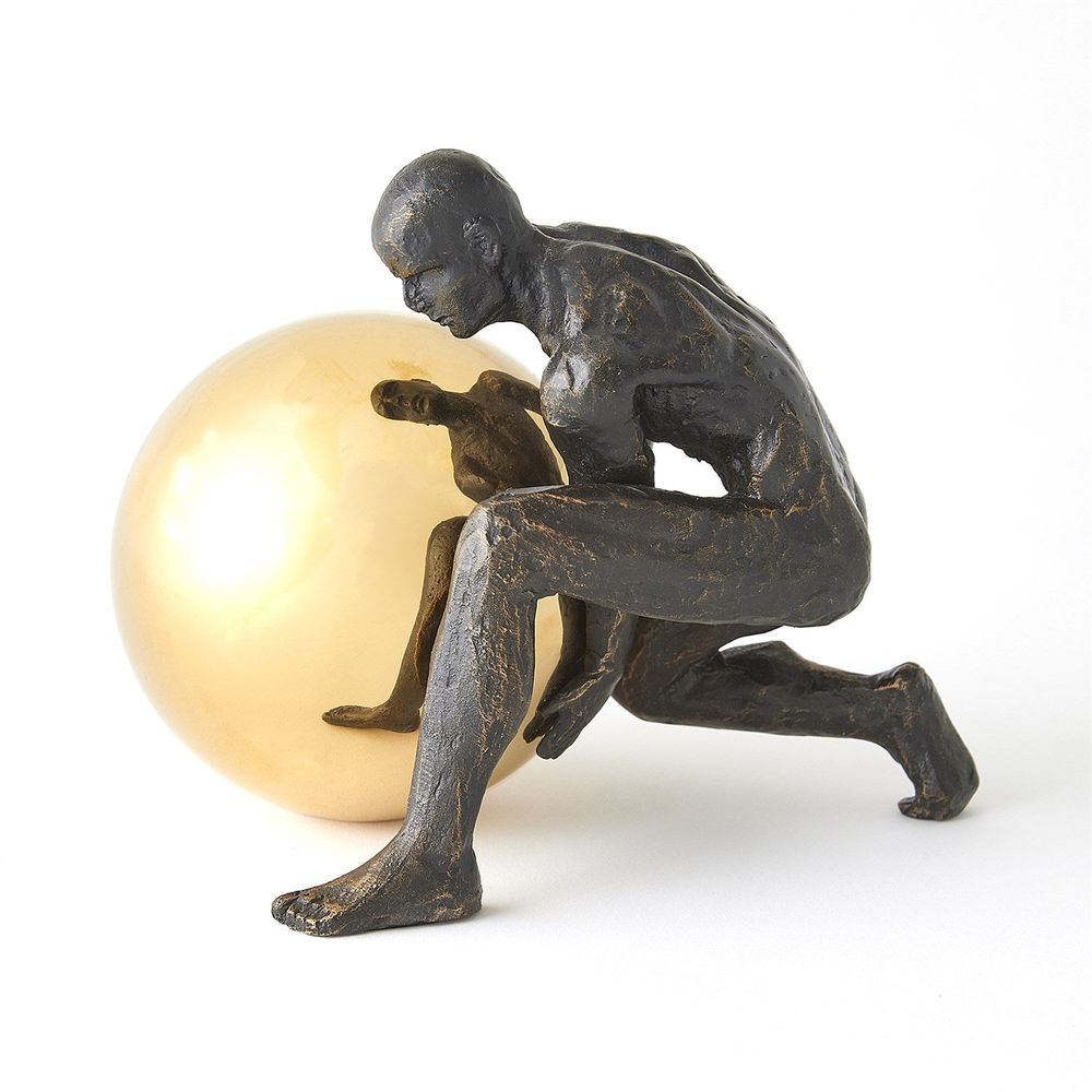 Decorative Objects Boulder Man-Bronze w/Brass Sphere