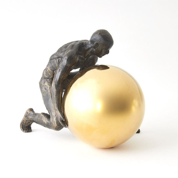 Decorative Objects Boulder Man-Bronze w/Brass Sphere