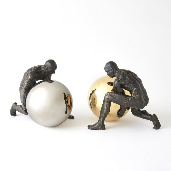Boulder Man-Bronze w/Nickel Sphere