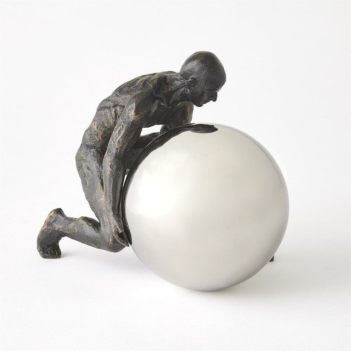 Decorative Objects Boulder Man-Bronze w/Nickel Sphere