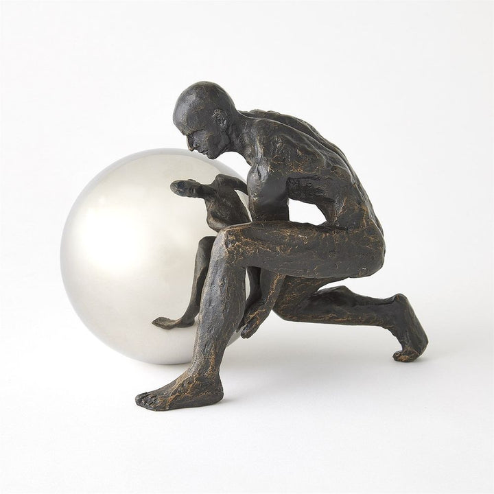 Decorative Objects Boulder Man-Bronze w/Nickel Sphere