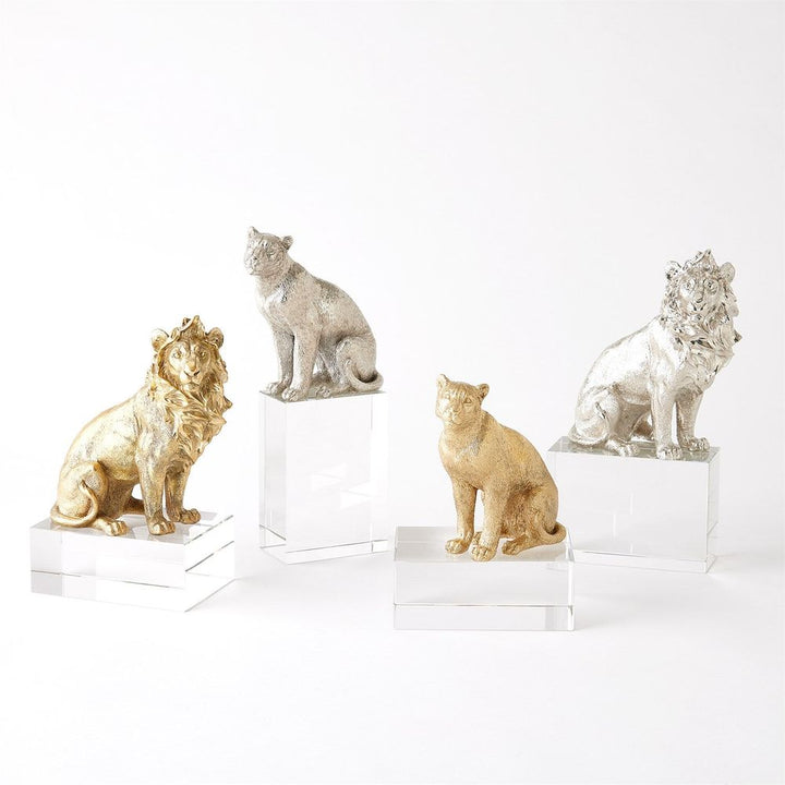 Lion Sculpture-Brass/Crystal