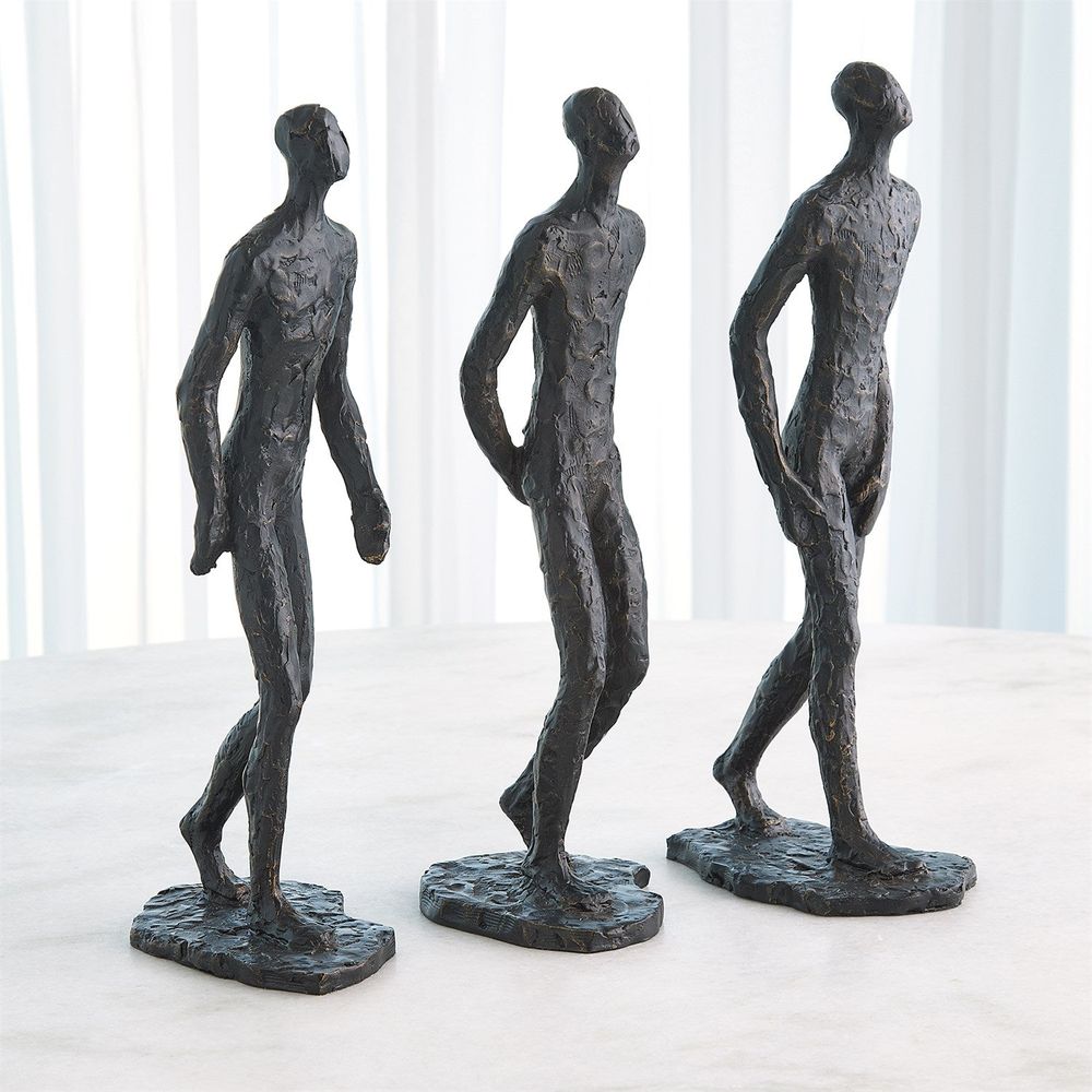 Decorative Objects S/3 Pondering Sculptures-Bronze