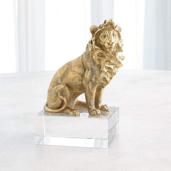 Lion Sculpture-Brass/Crystal