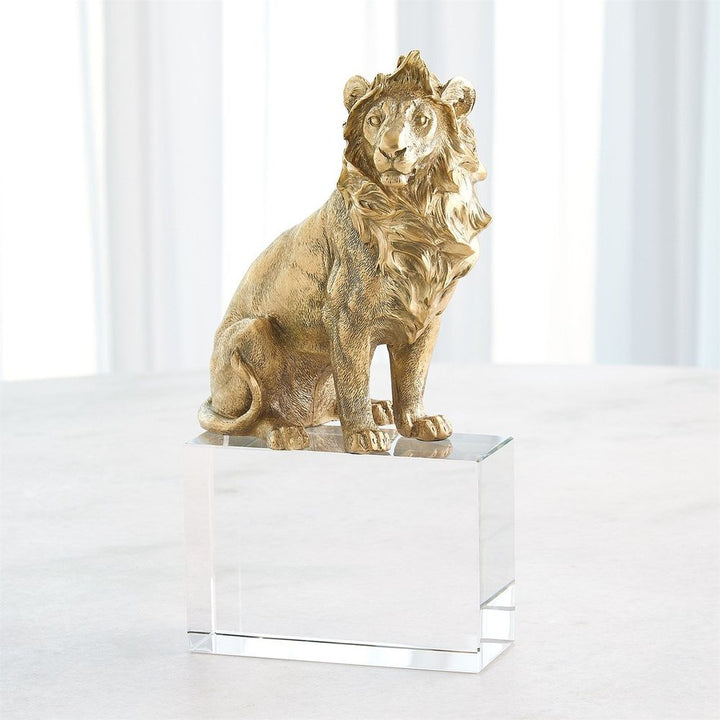 Lion Sculpture-Brass/Crystal
