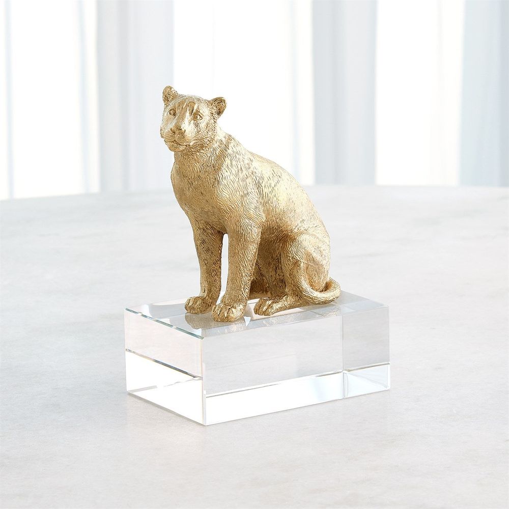 Lion Sculpture-Brass/Crystal