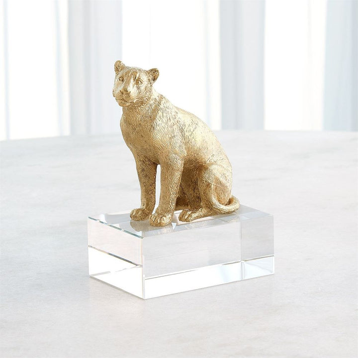 Lion Sculpture-Brass/Crystal