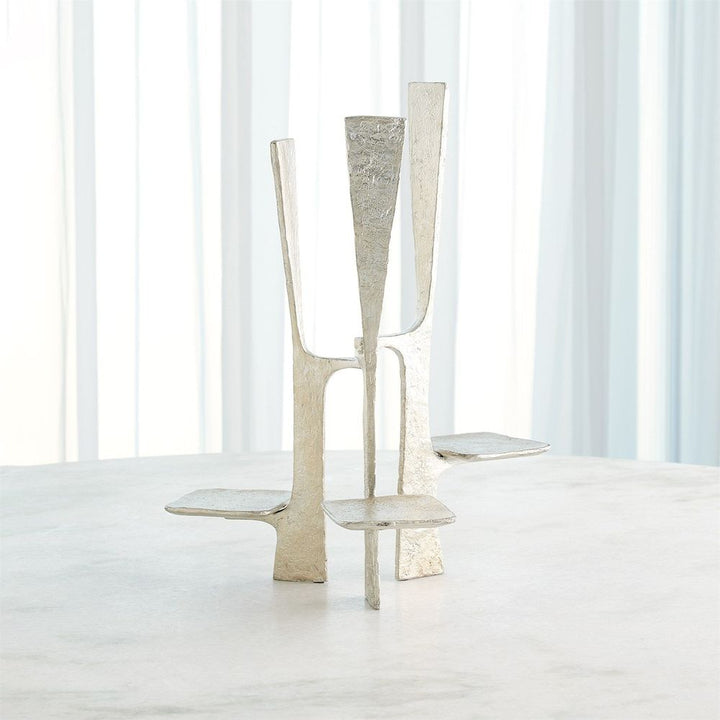 Candle Holders Triune Candleholder-Silver Leaf
