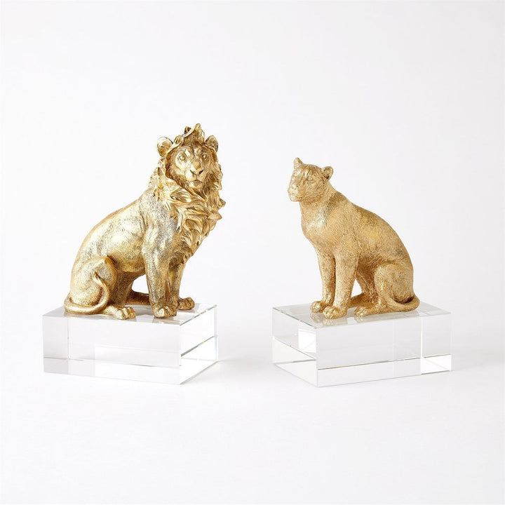 Decorative Objects Lioness Sculpture-Brass/Crystal