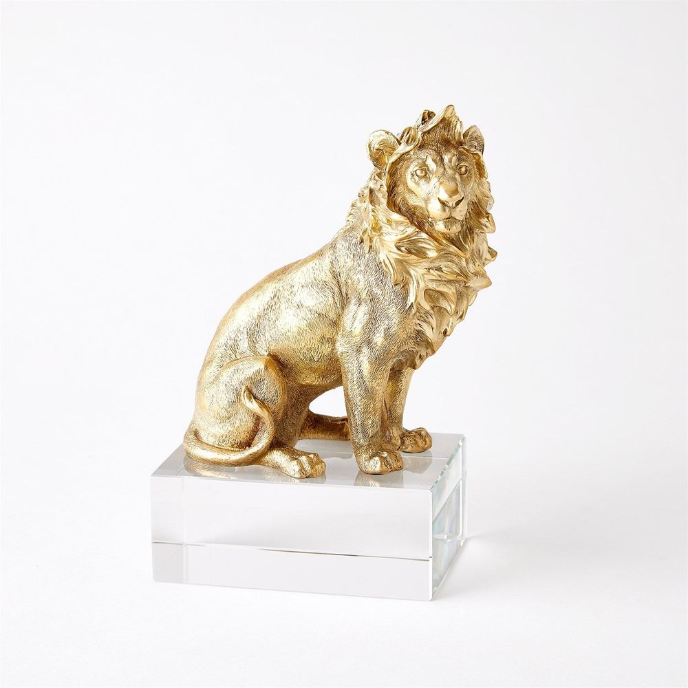 Lion Sculpture-Brass/Crystal