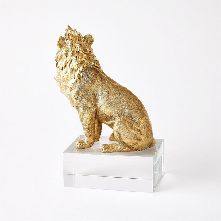 Lioness Sculpture-Brass/Crystal