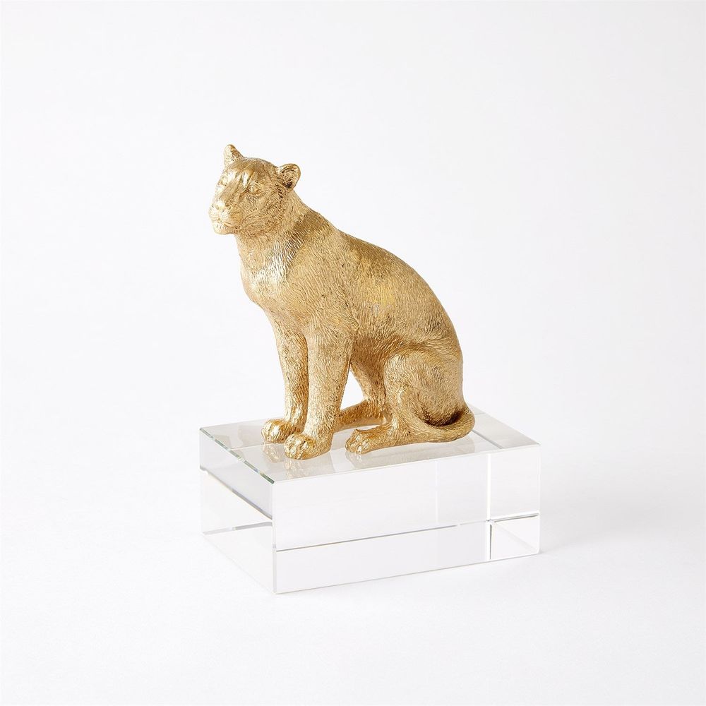 Lioness Sculpture-Brass/Crystal